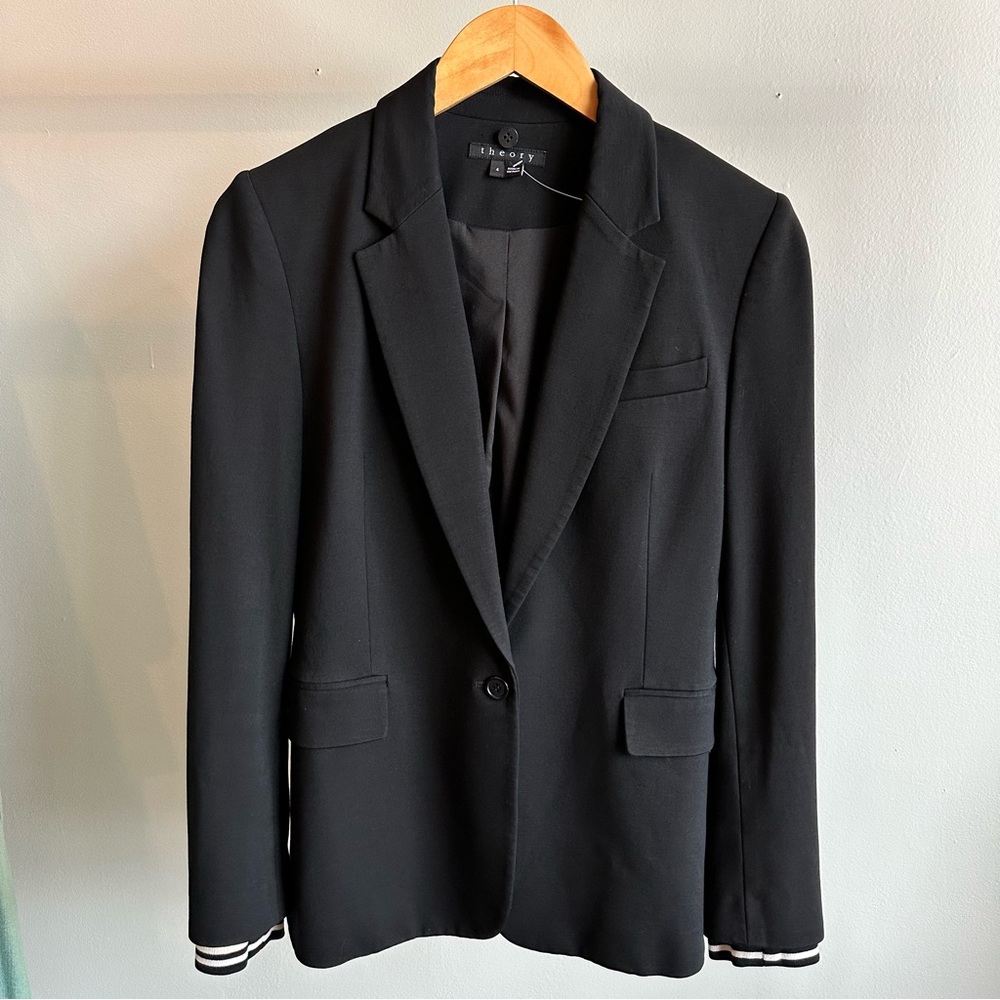 Theory Womens Career Stretch Blazer Black 4